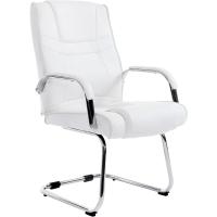 Tapizada En Cuero Sintético y con Base De Metal I Silla Conferencia con Reposabrazos, Color:Crema - details 34