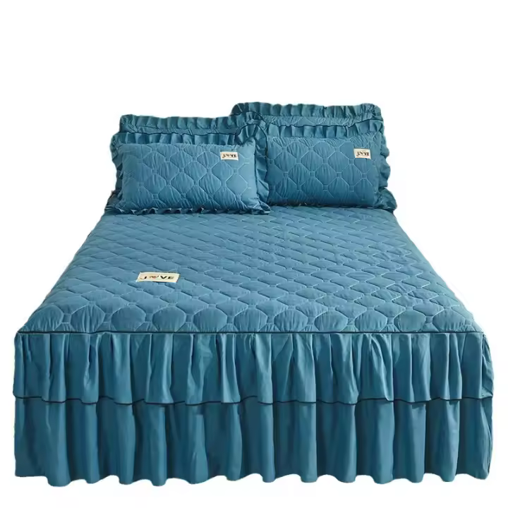 Funda de colchón de lujo para pareja, colcha de falda con volantes, elástica, ajustada, individual y doble, sábana para 2 personas, 150, 180x200 - 1