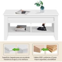 Mesa de Cafe Elevable de Madera Diseño Moderno para Sala con Revistero 104.5 x 49.5 x (49-61.5) cm - details 4