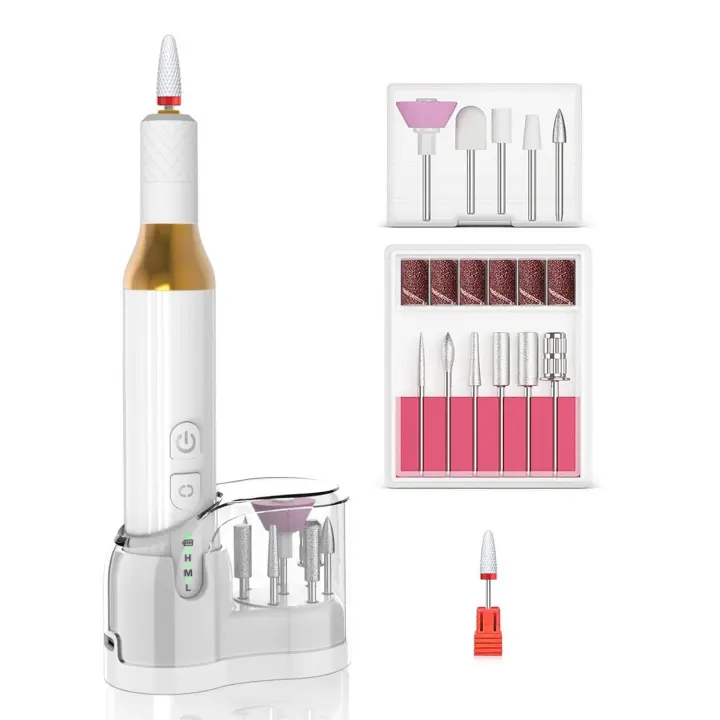 Taladro de uñas, limas eléctricas inalámbricas para uñas de gel, kit de manicura con lima electrónica, taladro recargable para mujeres, máquina profesional, amoladora acrílica - 1