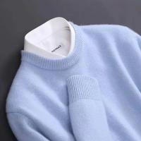 Suéter de Cashmere O-cuello 2024 Pullover Oversize para Hombres Camiseta Inferior de Punto Auténtico Otoño-Invierno - details 3