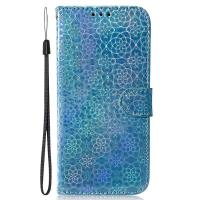 Para Google Pixel 8a Funda de cuero PU con diseño de flores rubor y ranuras para tarjetas - details 3