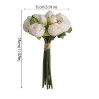 Ramo de rosas artificiales elegante y creativo, flores de rosas de seda hechas a mano de tacto Real, plantas falsas de plástico, decoración para el hogar y la Oficina - details 0