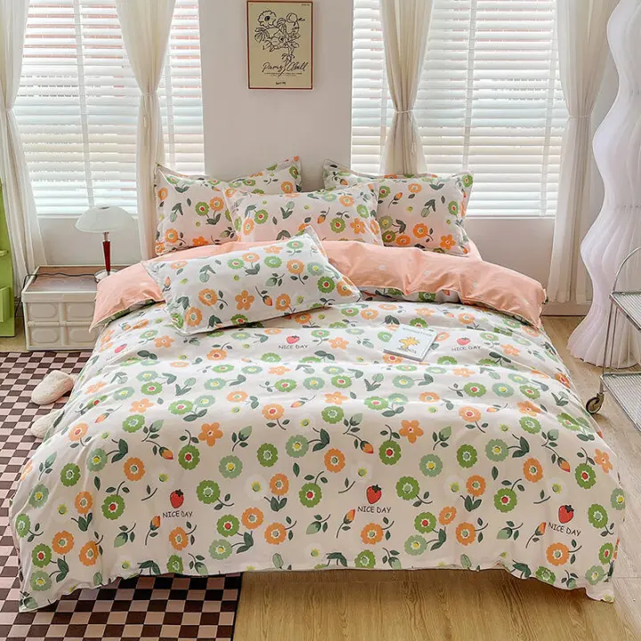 Ropa de cama de cuatro piezas de algodón grueso y agradable para la piel, funda de edredón de dibujos animados para dormitorio individual, juego de tres piezas - 1