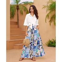 Pantalones bohemios de pierna ancha para mujer, cintura alta, sueltos, manga ancha, estilo veraniego - details 9