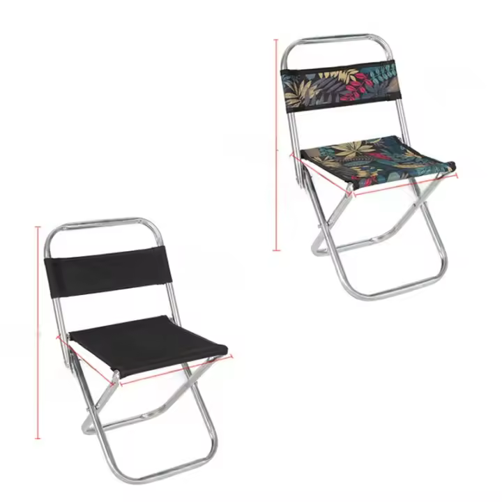 Sillas plegables portátiles para exteriores, silla reclinable con respaldo, taburete de pesca de tubo de Metal, Maza para el hogar - 1