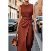 Vestido largo casual de moda con cuello redondo sin mangas para mujer, verano 2025 - details 6