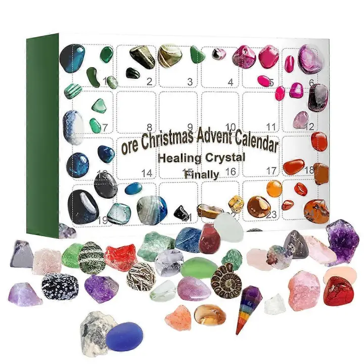 Calendario de Adviento de Navidad para niños, caja de regalo Mineral, juguetes de Mineral de Navidad para dormitorio escolar, 24 días - 1