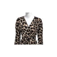 Vestido irregular de punto con tirantes de cintura alta y gasa con cuello en V y estampado de leopardo - details 24