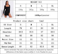 Vestido de manga larga de terciopelo de cuello cuadrado de mujer - details 0
