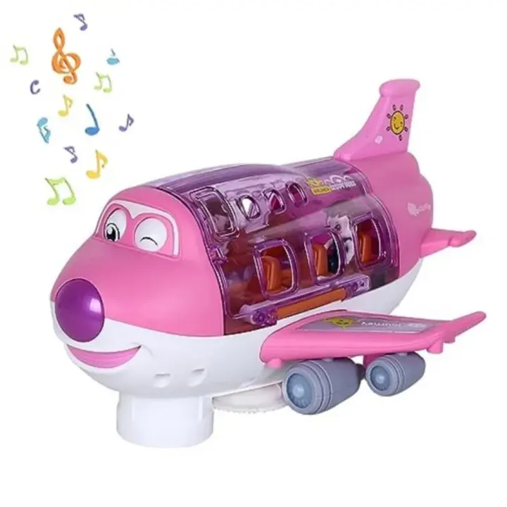Avión eléctrico de juguete para niños, modelo de avión de coche, simulación de música, juguete de tráfico para niños, regalos de Navidad para niñas - 1