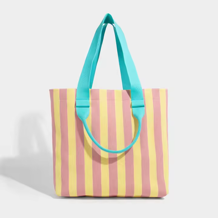 Bolso de Mano de Rayas Nuevo Bolso de Moda para Mujeres Bolso Tejido de Gran Capacidad - 1