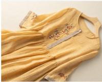 Vestido de ramio bordado para mujer, manga corta, blanco, amarillo, primavera, verano, 38, 36 - details 4