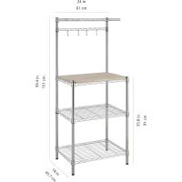 3 Estantería de cocina con tablas de madera, 45,7 D x 61 W x 151 H cm, Cromo, Beis - details 3