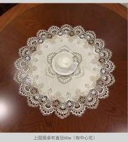Mantel redondo, funda, bordado, arte americano, ENCE, doble línea, disco transparente, decoración de mesa de comedor para el hogar - details 10