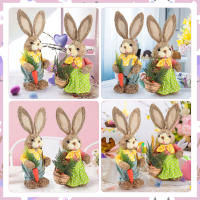 Adornos de Conejo de Paja 2Pcs Estatua de Conejo de Espuma Decoración para Fiesta de Pascua Regalo de Manualidades Foto 25/35cm - details 4