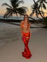 Túnica de Falda para Playa 2025 Cubierta de Bikini con Estampado de Hojas Largas - details 3
