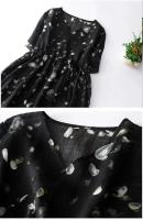 Vestido de algodón con estampado ral para mujer, vestido A-e de manga corta con cuello en V, vestido bohemio dulce, ropa suave y acogedora para mujer - details 14