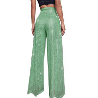 Moda femenina New -End Color sólido Pierna ancha con lentejuelas drapeadas Pantalones casuales para mujer - details 19