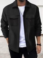 Otoño e Invierno nueva chaqueta casual de negocios para hombres tendencia moda color sólido solapa bolsillo cremallera gruesa top de manga larga - details 2