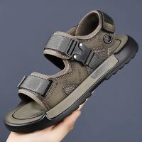 Nuevo Modelo 2025 Sandalias de Punta Abierta de Verano Hechas a Mano para Hombre, Zapatos Informales Cómodos de Cuero Genuino, Sandalias de Playa Transpirables, Trabajo Ligero al Aire Libre para Hombre - details 9