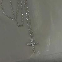 Collar con colgante de Cruz de Circonio Brillante Joyería Punk de Cadena Delgada para Mujeres y Niñas Regalo de Cumpleaños Ideal - details 7