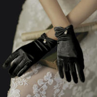 Guantes de novia de boda elegantes, tela suave, banquete, fiesta, muñeca, novia, dama de honor - details 3