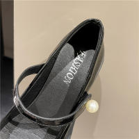 Nuevo francés retro boca ligera perla cabeza redonda tacón grueso tacón alto zapatos Mary Jane - details 3
