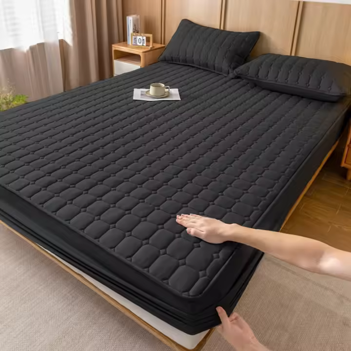 Sabana Bajera Ajustable de Algodón triple, Juego Piezas de 3 de sábanas, 2 Fundas de almohada de 50x75cm - 1