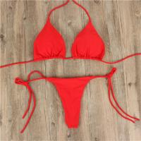Traje de baño de dos piezas para mujer, conjunto de Bikinis, tangas de vendaje Rosa Sexy, sólido - details 4