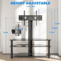 Mueble de TV de esquina para televisión de 32 a 70 pulgadas, base vintage de altura ajustable para televisor negro, soporte de TV giratorio de suelo con 3 estantes |   MÁX 50 Kg Vesa 600 * 400 mm - details 4