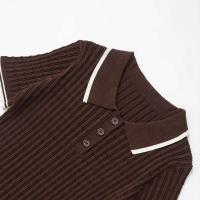 TRZA mujeres moda botones delanteros Cable tejido Mini vestido Polo cuello manga corta Mujer Vestidos Mujer - details 3