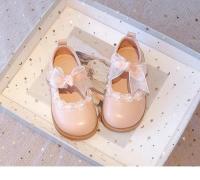 Zapatos de cuero para niñas pequeñas, zapatos planos de princesa para fiesta de boda, pajarita de encaje Mary Jane con cuentas, zapatos planos de primavera 2025 para niños, novedad - details 8