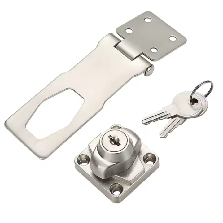 Cerraduras de cerrojo con llave de aleación de Zinc, sin perforaciones, hebilla de seguridad a prueba de golpes para el hogar y la Oficina, cobertizo, armario, cajón, armario, cerradura de puerta de madera - 1
