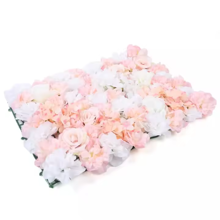 Paneles de flores artificiales para pared, decoración de fondo de boda, rosa y Rosa Blanca, 40x60 Cm, 4 unidades - 1