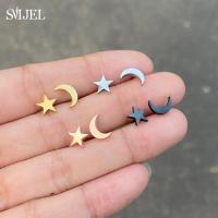 3Pcs Pendientes De Estrella Y Luna Pequeña En Acero Inoxidable Joyería Diaria Para Adolescentes Regalo De Cumpleaños Para Mujer Bijoux - details 7