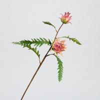 Flor emperador Artificial de 2 cabezas, 59cm, rama realista de Protea Cynaroides, flores falsas de lujo hechas a mano, decoración de jardín al aire libre - details 4