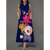 Women's Boho Long Dress Elegant Sleeveless Floral Print Casual Beach Party Summer Dress - details 17