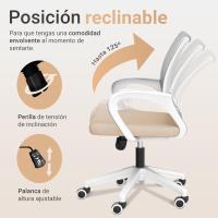 Silla Escritorio Ergonómica - Silla Oficina con Apoyo Lumbar, Estructura de Plastico, Malla Transpirable, Ruedas Giratorias 360 °   Soporta hasta 120kg - details 7