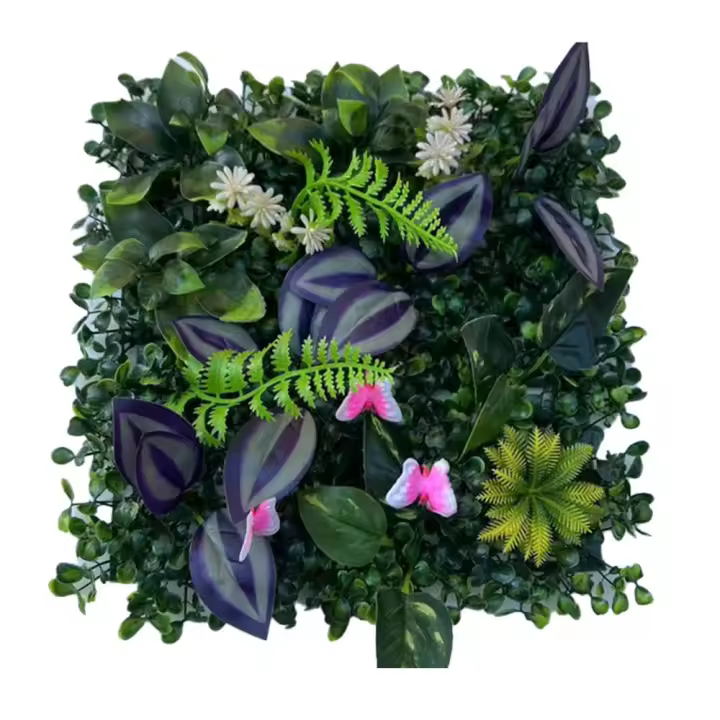 Panel de pared de plantas artificiales DIY, flor de girasol, alfombra de eucalipto Artificial, protección UV, sin riego, alfombra de hierba verde falsa - 1