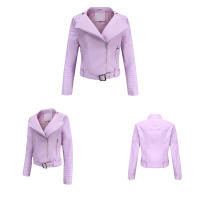 Abrigo corto de motociclista de piel sintética para mujer, chaqueta de manga larga con cremallera, ropa de otoño - details 36
