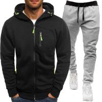 Conjunto de dos piezas para hombre, chándales informales, trajes deportivos para exteriores, sudaderas con capucha y pantalones para correr, Otoño e Invierno - details 2