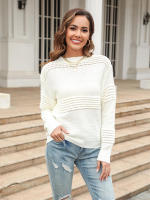 Suéter elegante para mujer, suéteres rosas sueltos, Tops de manga larga a la moda, jerséis de cuello redondo, prendas de punto nuevas, otoño, 2023 - details 1