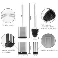 Cepillo De Inodoro Profundo Con Silicona Y Mango De Plástico Antideslizante 1 Pack Cerdas Flexibles (Plata) Limpiador De Baño - details 6