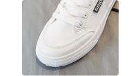 Zapatillas deportivas de tenis blancas para mujer, zapatillas deportivas informales para correr, mocasines de tendencia, monopatín de cuero para verano - details 2