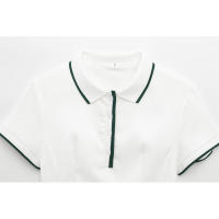 BUNO-ropa nueva de primavera y verano para mujer, moda americana, cintura delgada, solapa, bandas de diferentes colores, manga corta acanalada - details 8