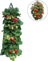 Macetero colgante de fresa, bolsas para macetero de tomate de jardín al revés, bolsas colgantes para cultivo de plantas de fresa, mango colgante resistente, tela de aireación engrosada para tomates, pimientos picantes y verduras - details 0