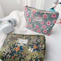 Bolsa de Maquillaje de Pana Retro con Estampado de Flor Ideal para Viajes Organizador de Cosméticos - details 5