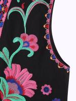 Chaleco Floral bordado Vintage para mujer, chaleco abierto sin mangas, Top corto informal de verano - details 27