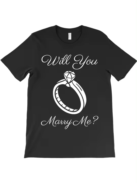 Camiseta de Compromiso de Boda Cuello Redondo Manga Corta Material de Algodón Suave y Cómodo - 1